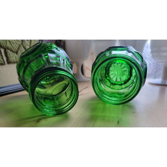 2- Wheaton Glass Bullseye Green Jars Canisters - Picture 5 of 6
